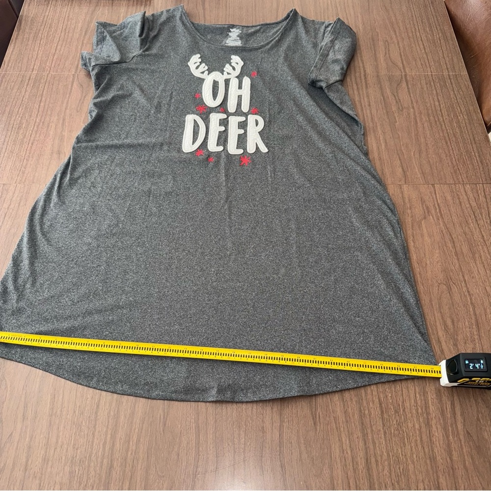 Secret Treasures L/XL Christmas Sleep Shirt‎ Gray "Oh Deer" Reindeer Nightgown - Picture 10 of 10